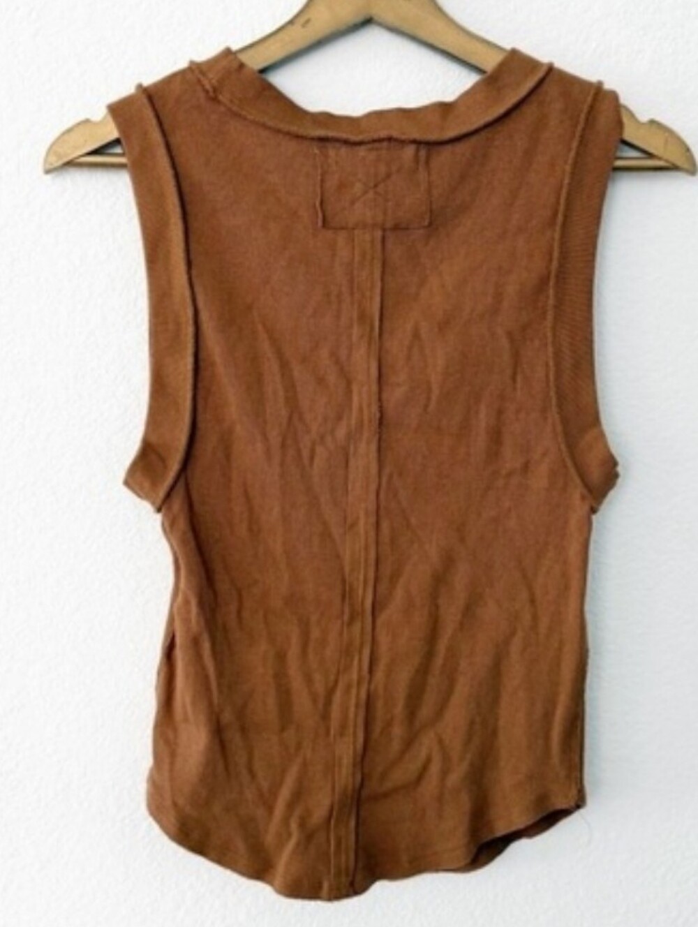 WE THE FREE Kate Tank in Almond Ash Brown Tan Small Ribbed LIKE NEW - Picture 5 of 8